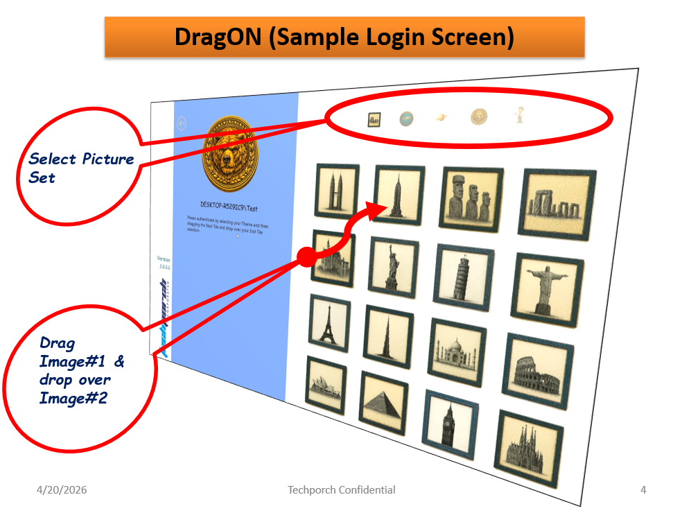 DragON Login Screen - Drag and drop picture-based authentication